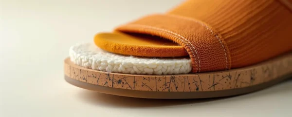 Composition détaillée des matériaux écologiques d'une basket, mettant en scène texture et matière naturelle